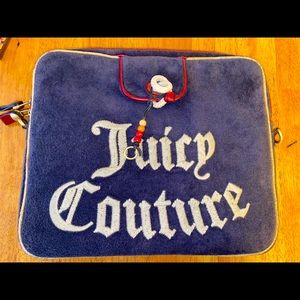 Juicy Couture Computer Navy Velour Messenger Bag